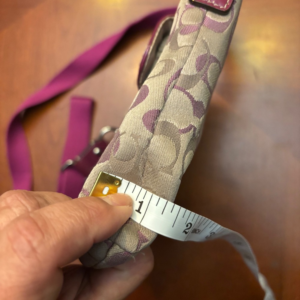 Coach Tan and Pink Signature Crossbody Bag - Picture 8 of 13